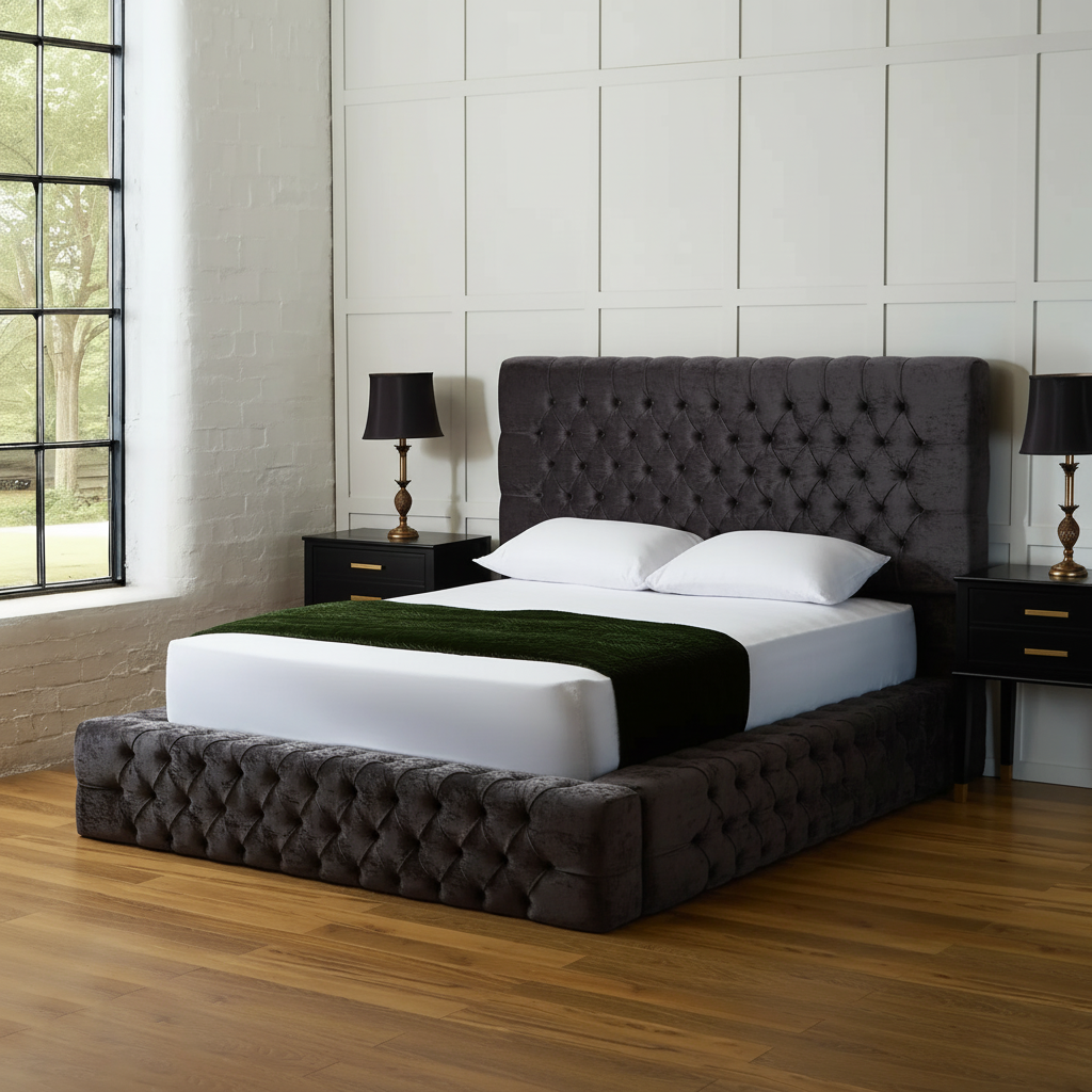 Ambassador bed in Charcoal Plush Velvet