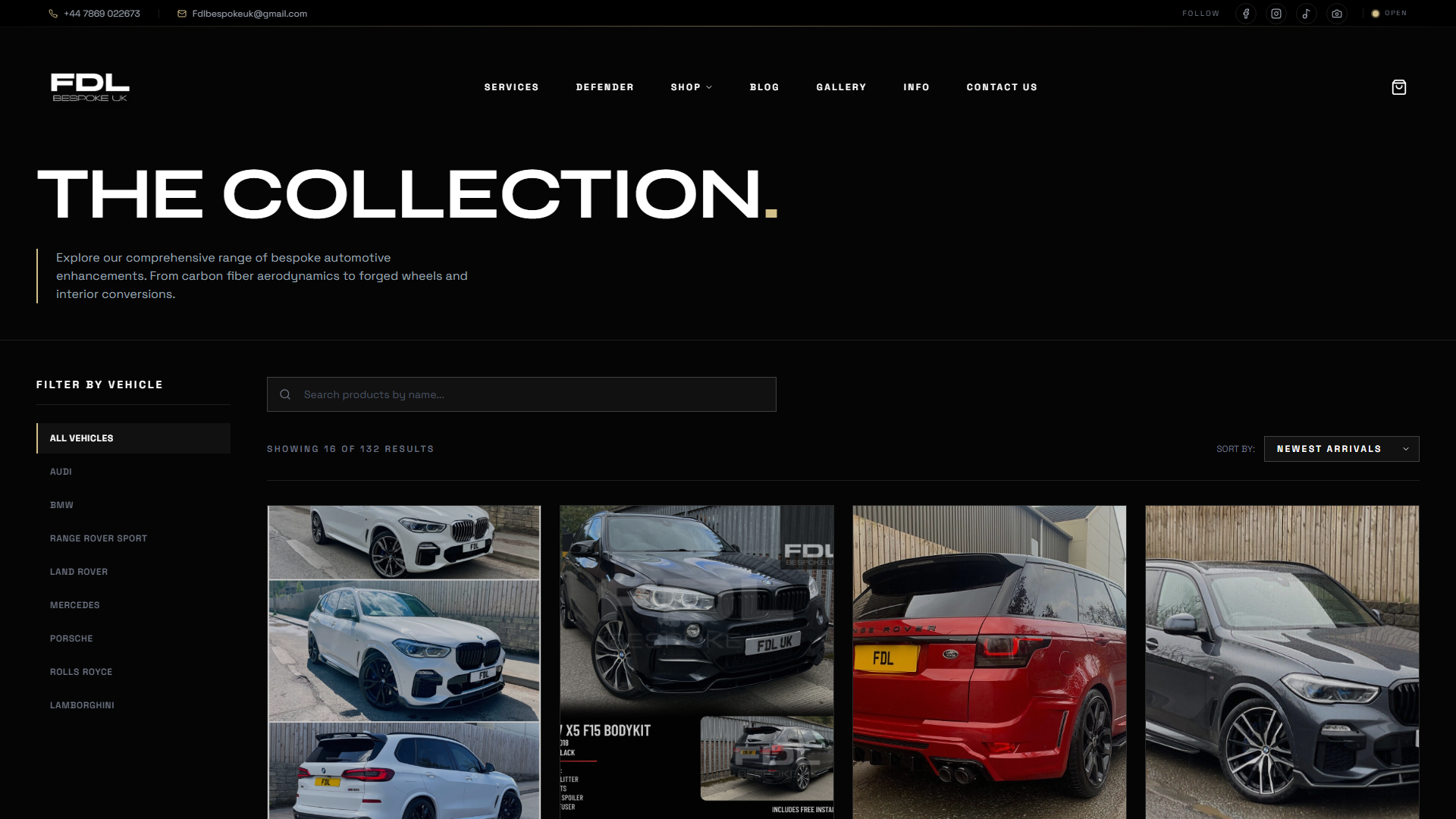 FDL Bespoke shop page